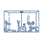 Internes Fitnessstudio f&uuml;r Kreislauf- und Krafttraining, Tischtennis