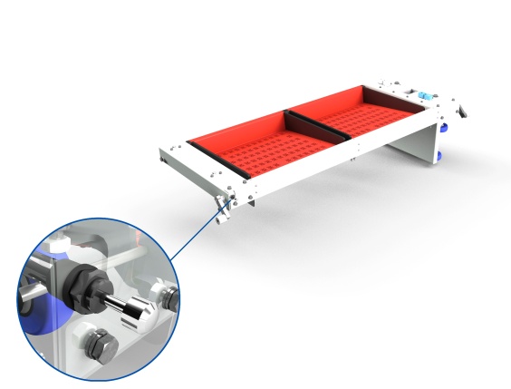 F&uuml;r eine besonders platzsparende Konstruktion hat das Unternehmen Equinox MHE die Kurvenradien reduziert und setzt zum Aufrechterhalten des hohen Tempos in den Kurven Kleinsto&szlig;d&auml;mpfer von ACE ein
